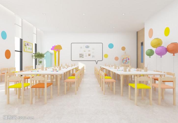 現代簡潔風兒童美術練習室室內設計效果圖解析